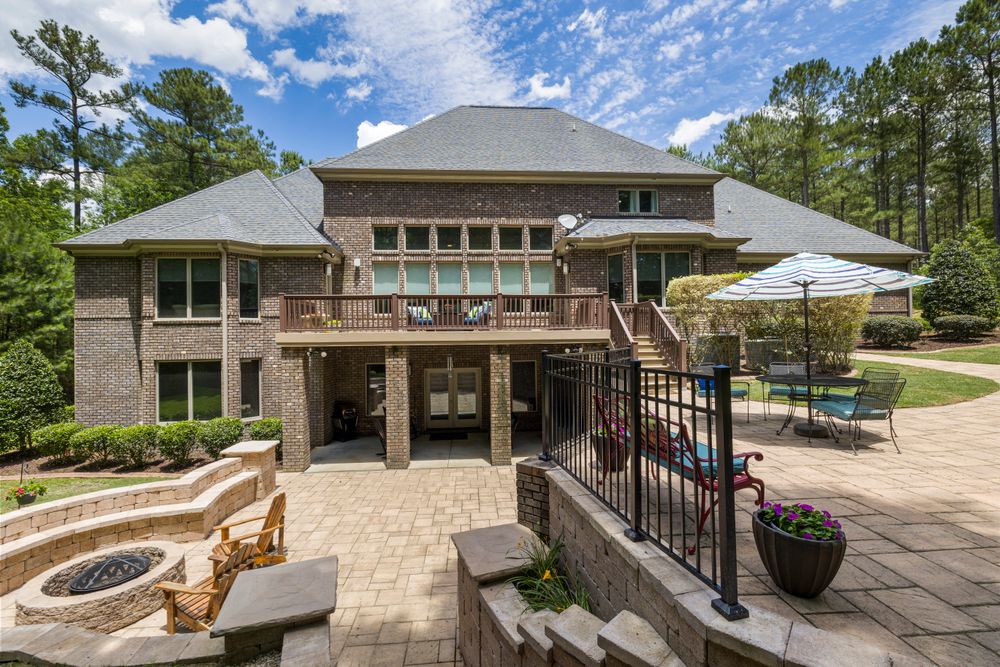 Stone terrace with firepit