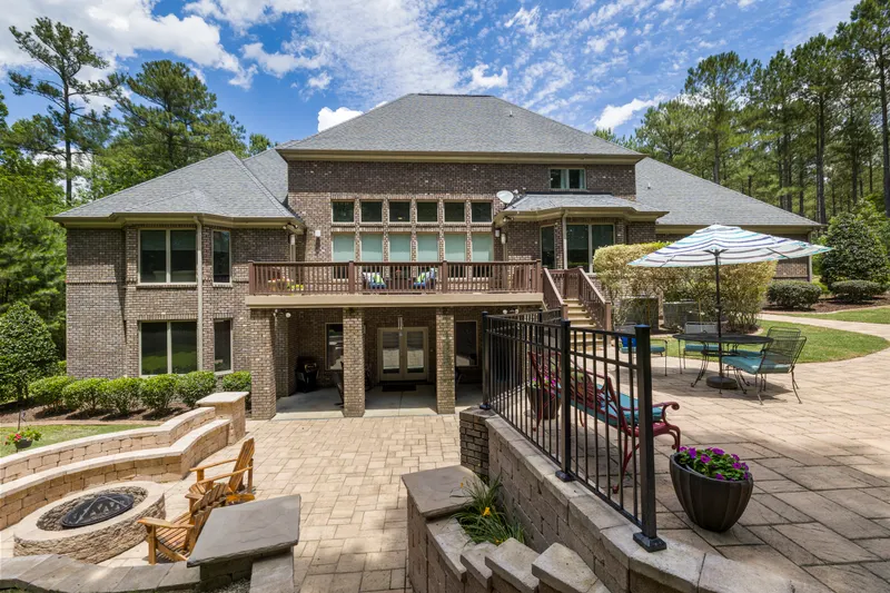 Patio with fire pit and garden