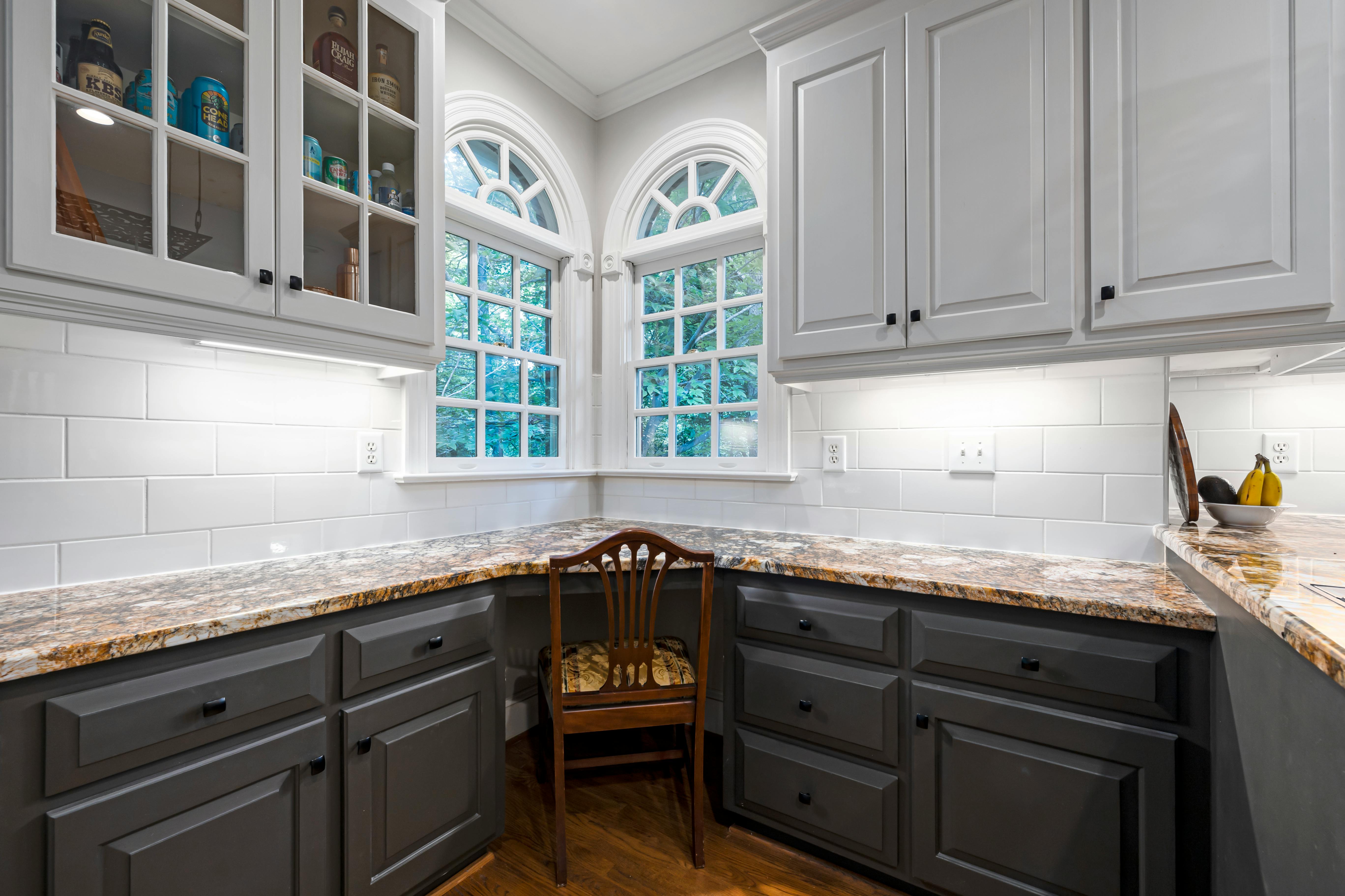 Creative Interior Design Kitchen Space Gray Cabinets Simple Silver Faucet  Stock Photo by ©Followtheflow 651093118