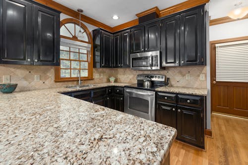 Brown and White Granite Counter Top