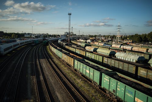 Cargo Containers on Railroad Tracks