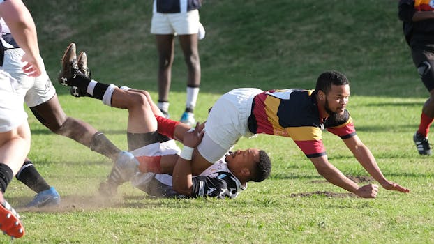 Action-packed rugby match showcasing teamwork and athleticism on the field.