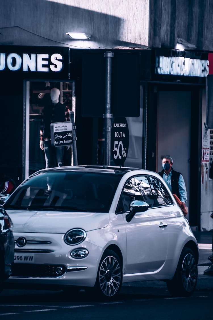 White Fiat Cat Parked On The Street