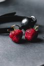 Red Strawberries on Black Surface