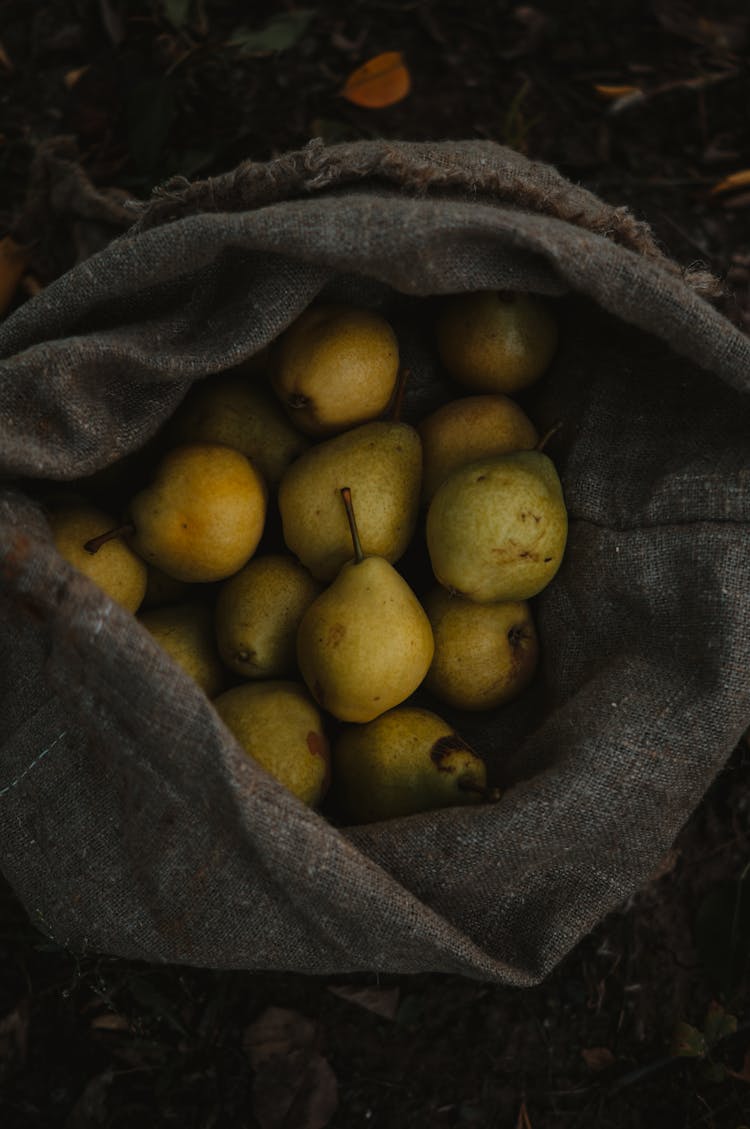 Fresh Pears In A Sack