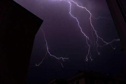 Lightning Strikes in the Night Sky