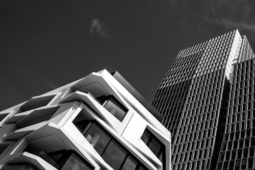 Kostnadsfria Kostnadsfri bild av byggnader, lågvinkelfoto, lång Stock foto