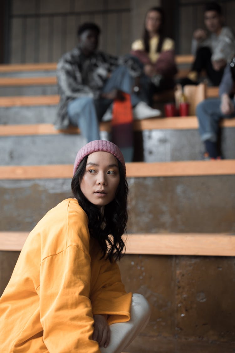 Stylish Woman In Yellow Sweater 