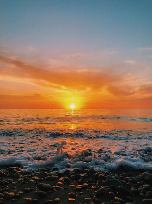 Sunset on Horizon in Ocean