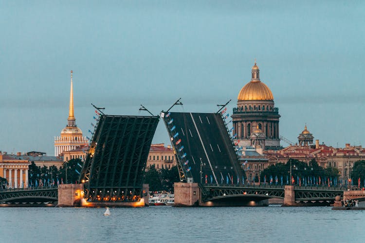 Palace Bridge In Saint Petersburg, Russia