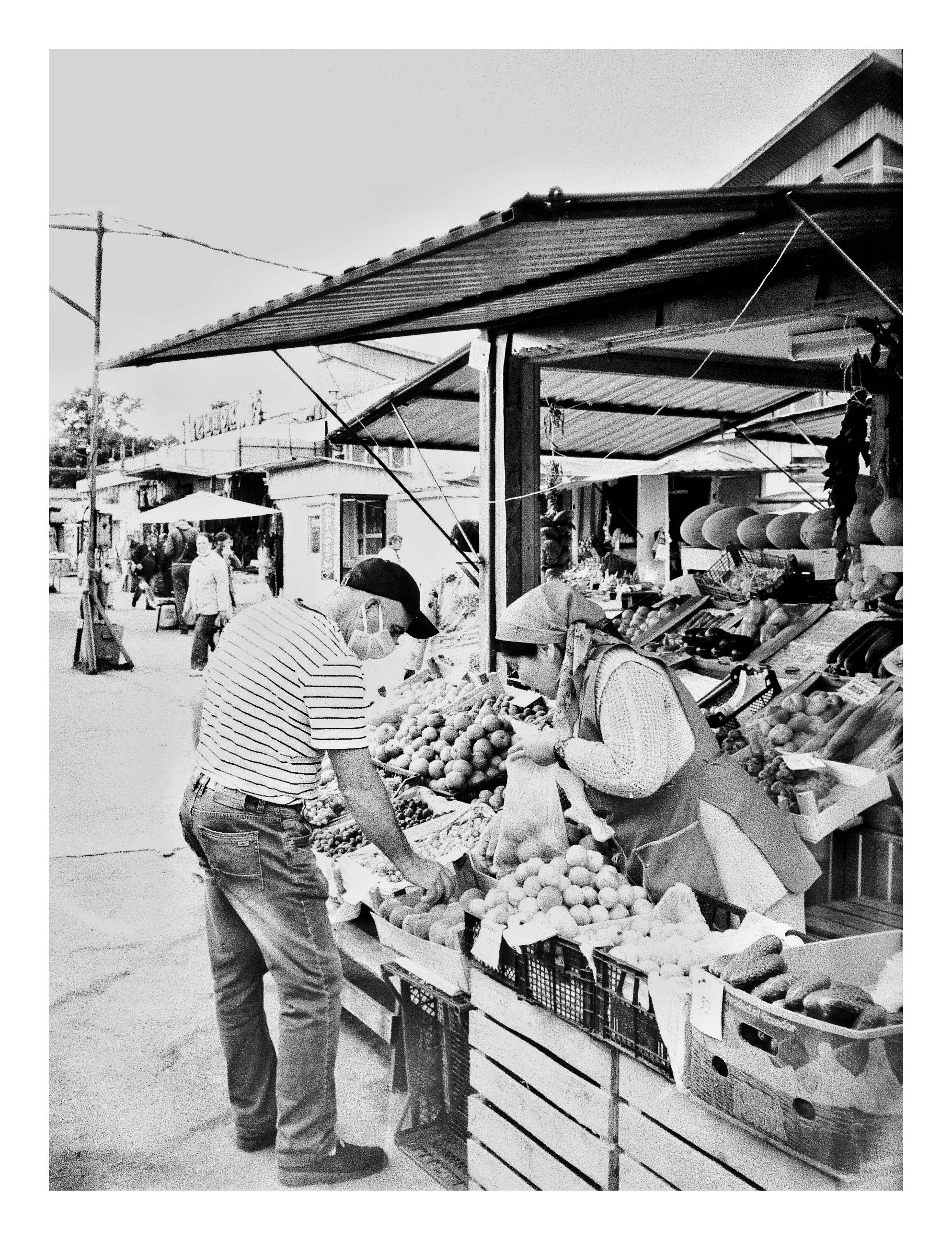 Black and White Photo of a Man Buying in a Vegetable Stand · Free Stock ...