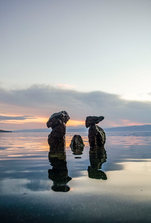 Rock Formation on Body of Water