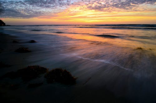 Wide Angle View of the Sea at Sunset