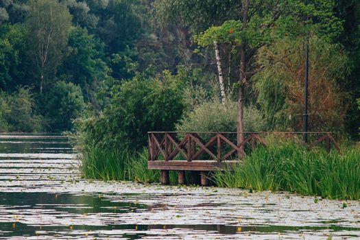 Wooden Jetty by Lake Shore 