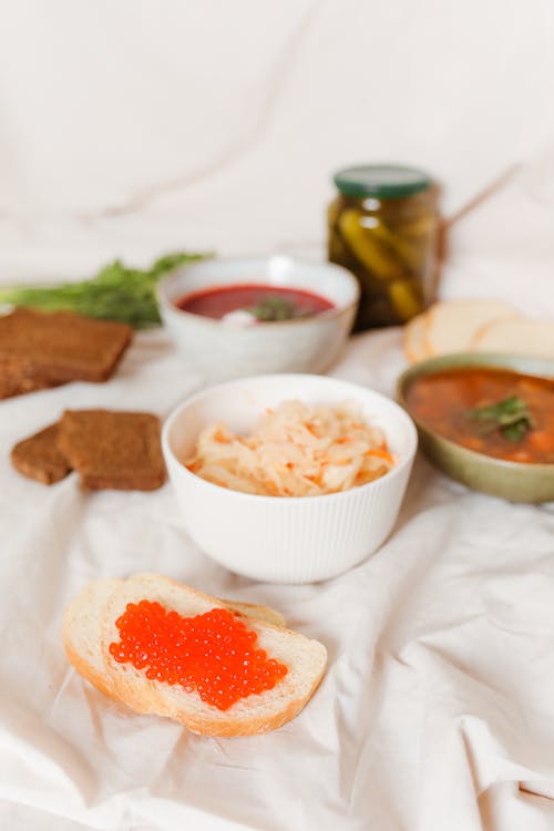 A Slice of Bread with Salmon Roe