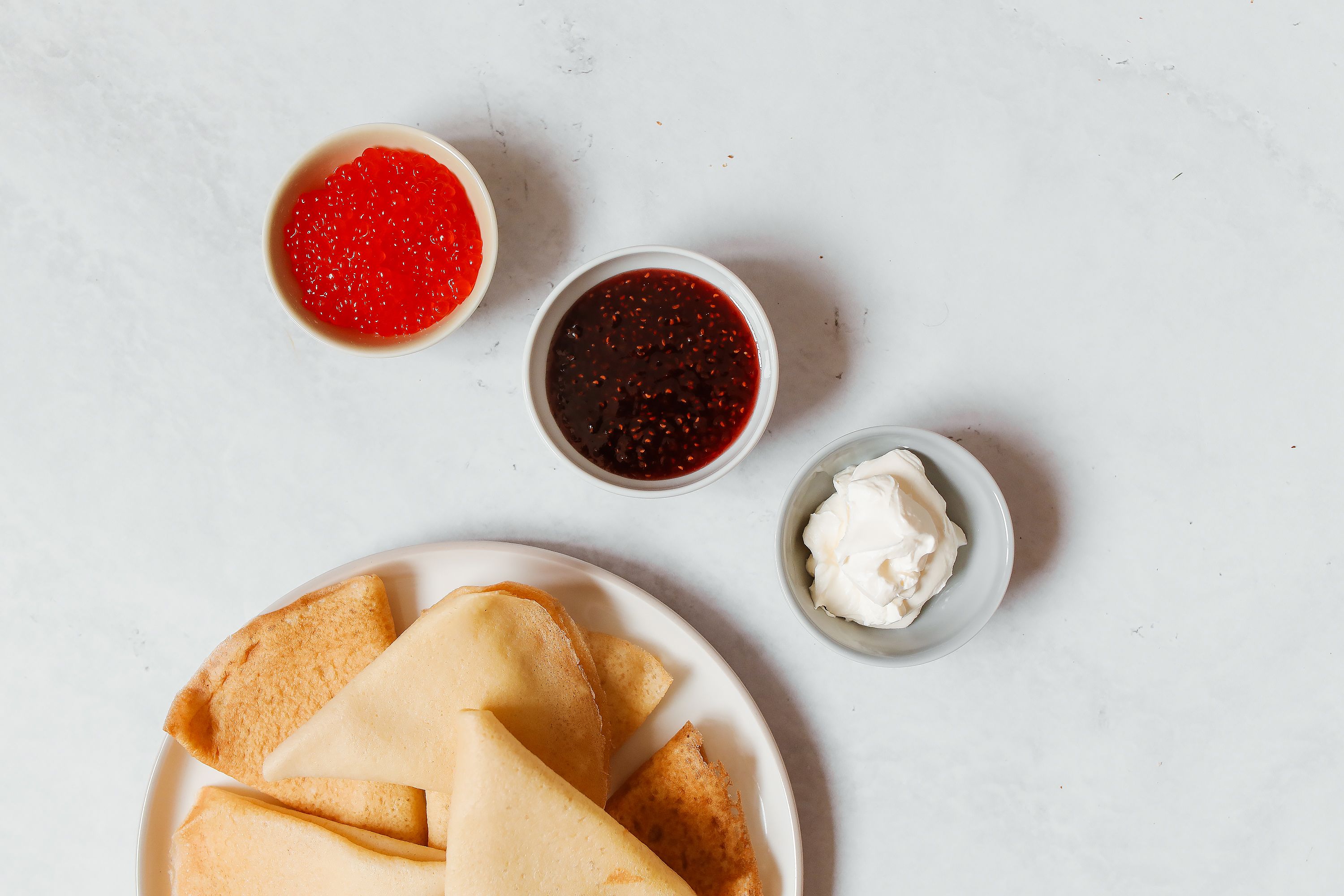 Spinach-Feta Crepes with Whipped Cream