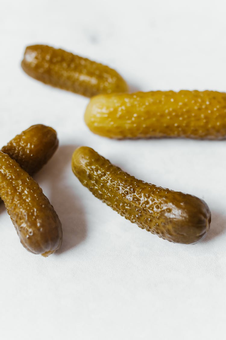 A Close-Up Shot Of Pickled Cucumbers