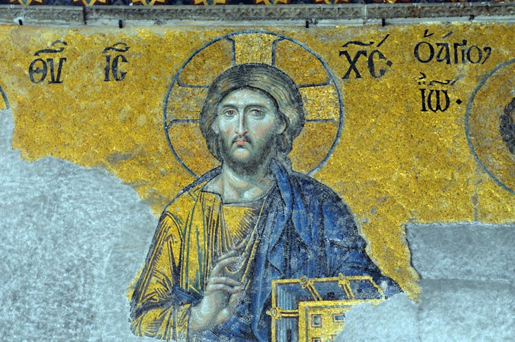 Christ Pantocrator In The Deesis Mosaic In Hagia Sophia, Istanbul