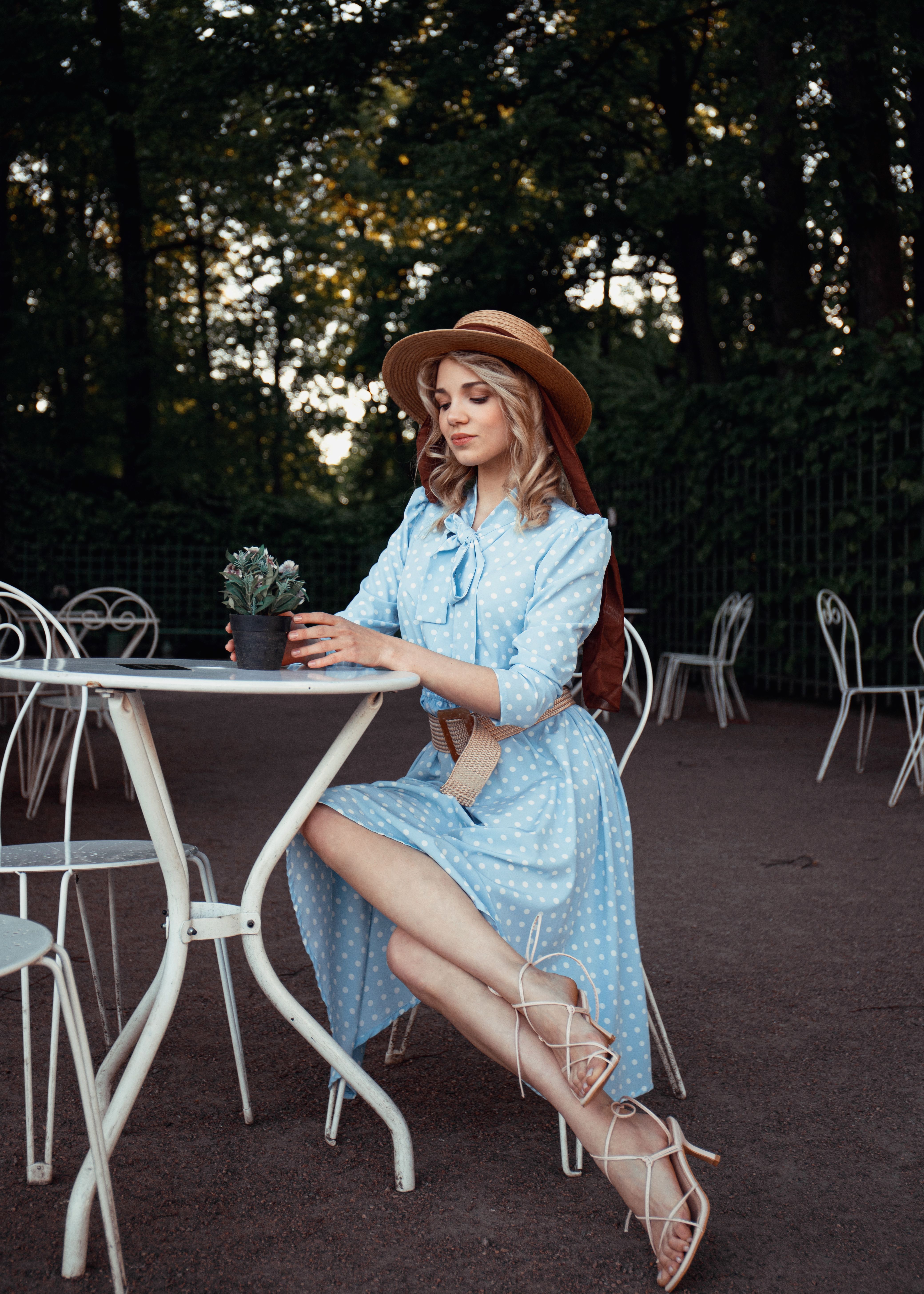 A Woman in a Polka Dot Dress · Free Stock Photo