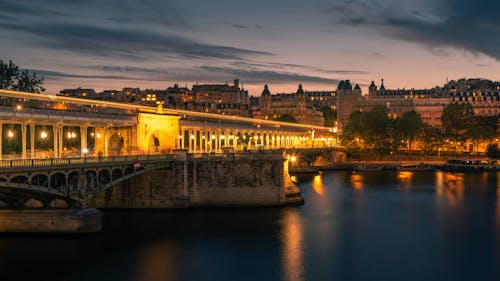 Illuminated Bridge in Paris 