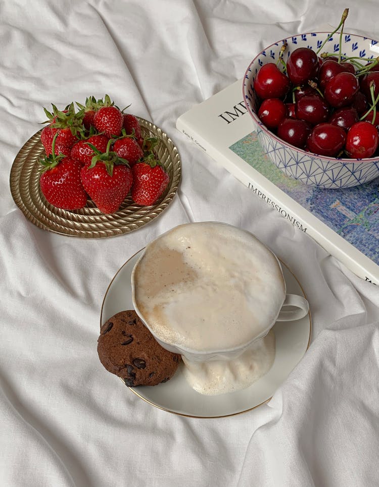 Cherries In A Ceramic Bowl