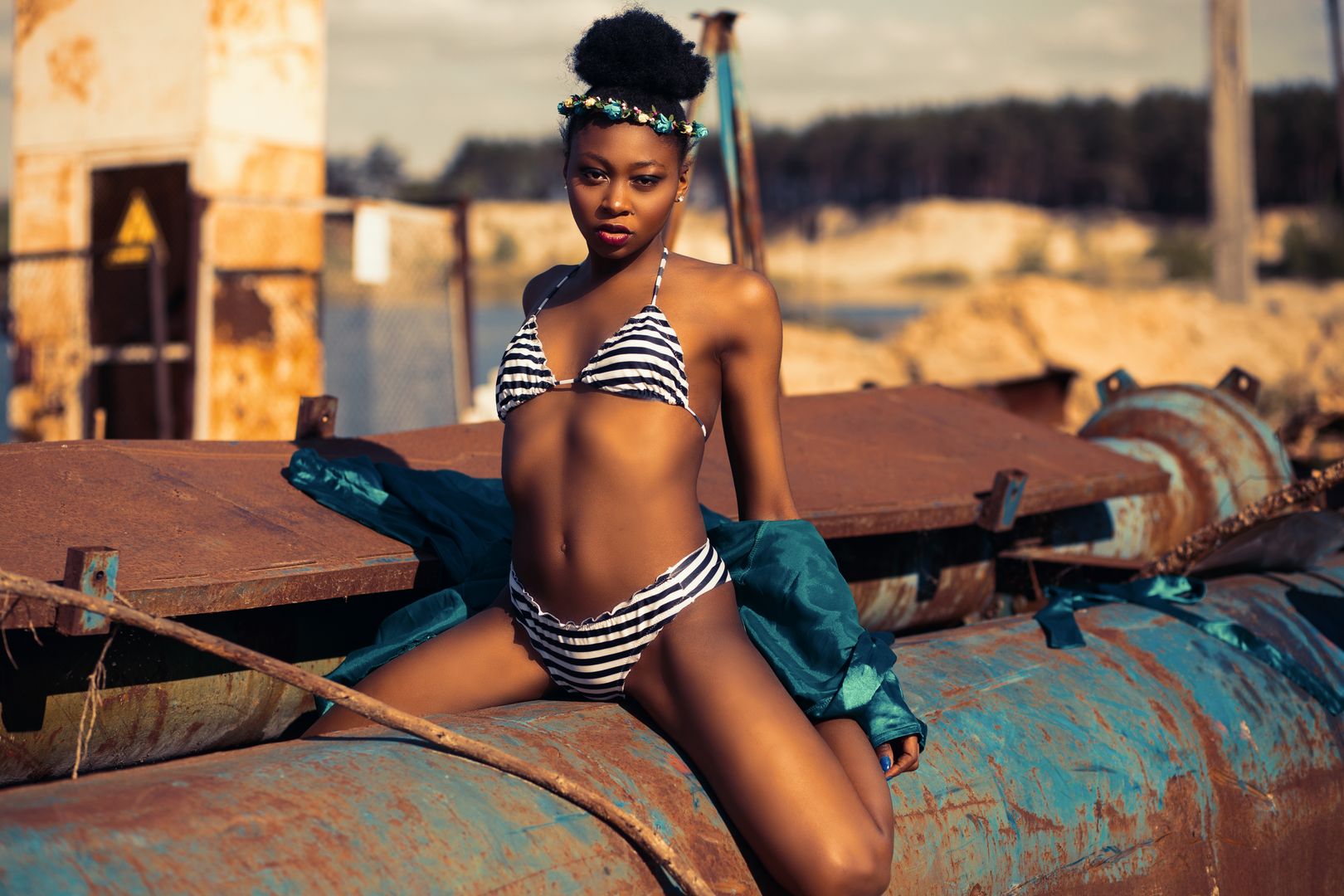 Girl in swimsuit in loft style