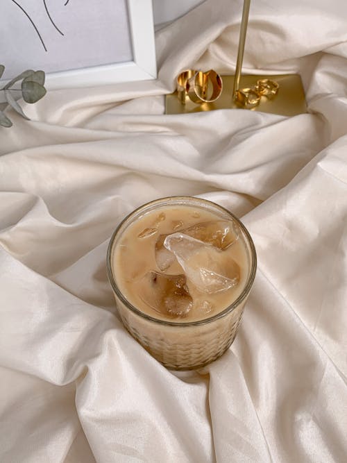 Free Close-Up Shot of a Glass of Iced Coffee Stock Photo
