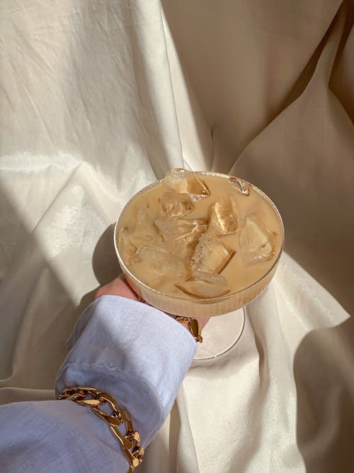 Iced Coffee on Cocktail Glass