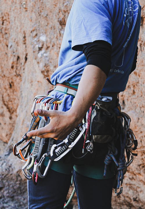 Free A Man with Climbing Equipment Around his Waist Stock Photo