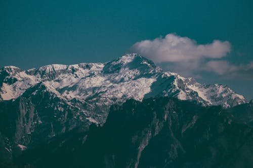 Snow-Covered Mountain Under Blue Sky