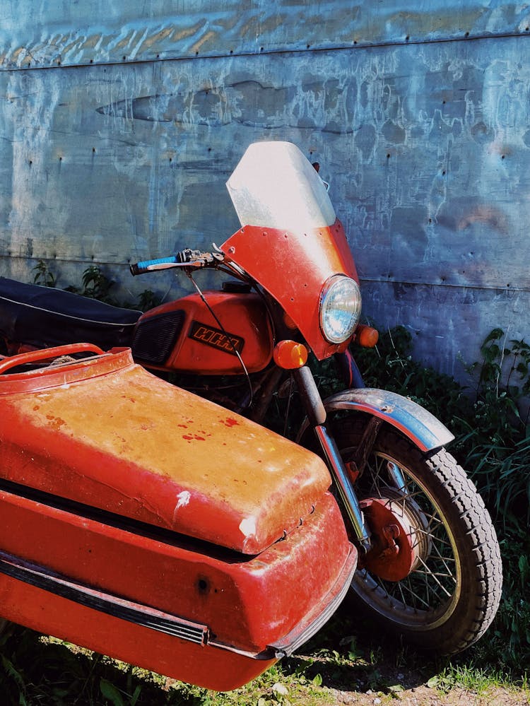 Red Motorcycle With Sidecar