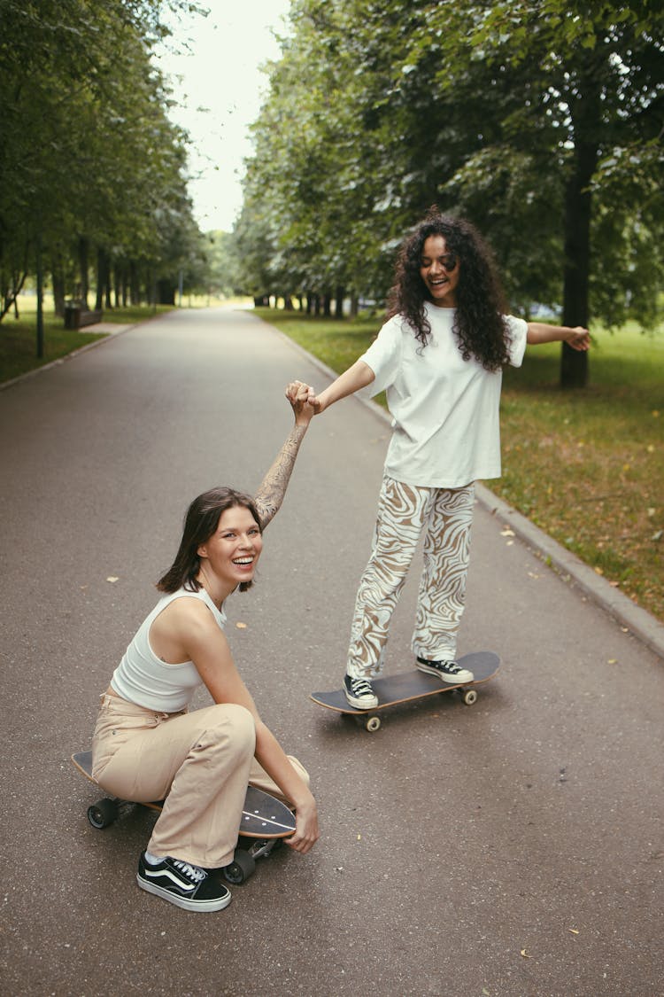 Friends Having Fun Skateboarding