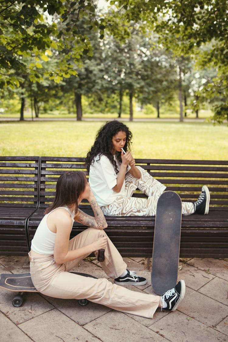 Friends Hanging Out In The Park