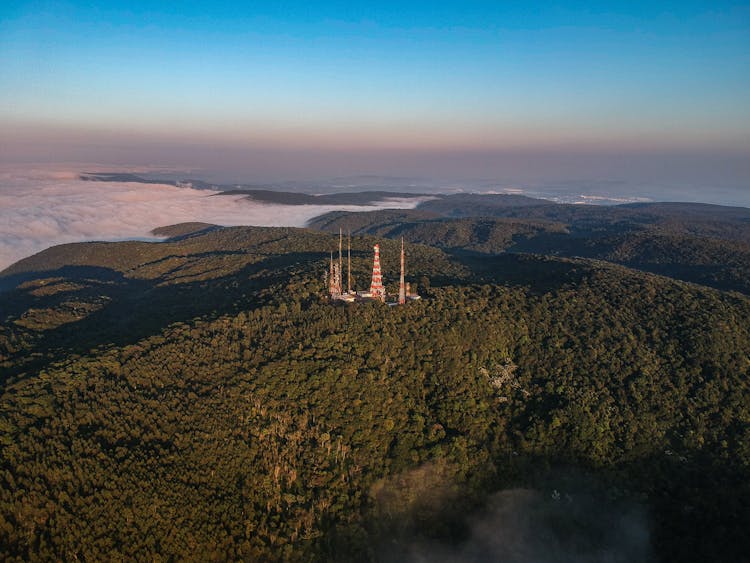 A Radio Tower In Mountains