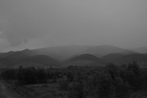Kostnadsfria Kostnadsfri bild av bergen, dimmig, gråskale Stock foto