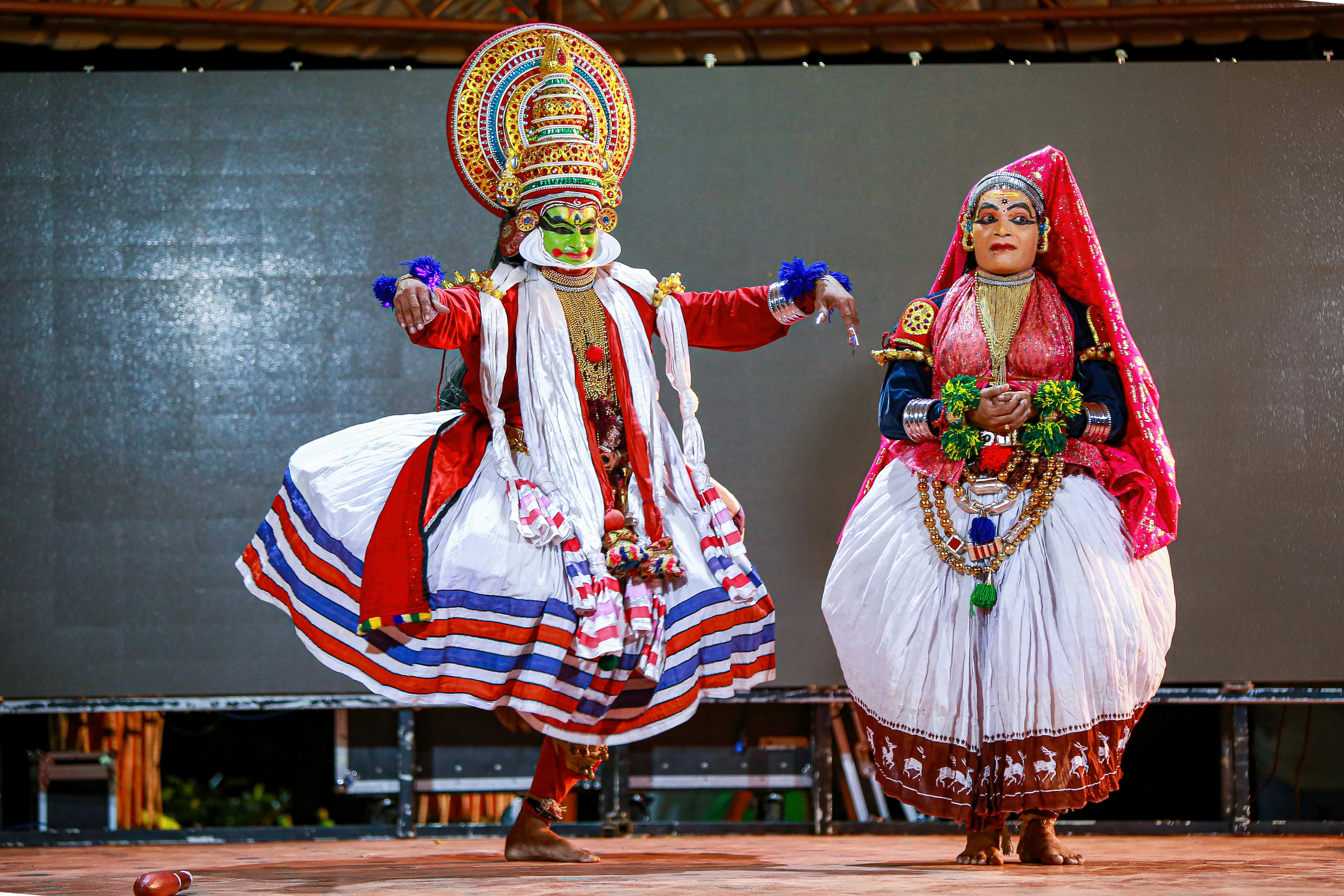 Traditional Kathakali dance performance in Kerala.