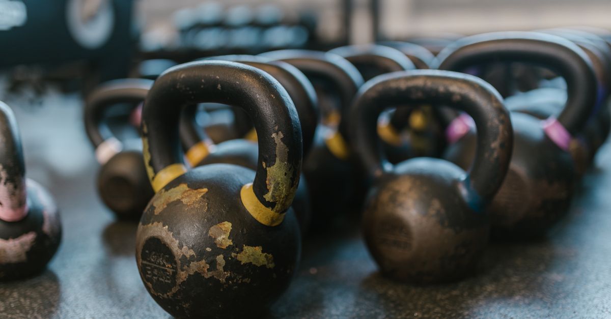 Kettlebells on gym floor
