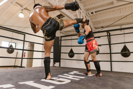 2 Women in Black and Red Boxing Gloves