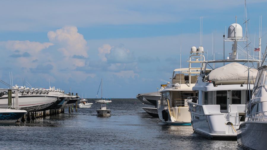Boats moored at a Northern California marina