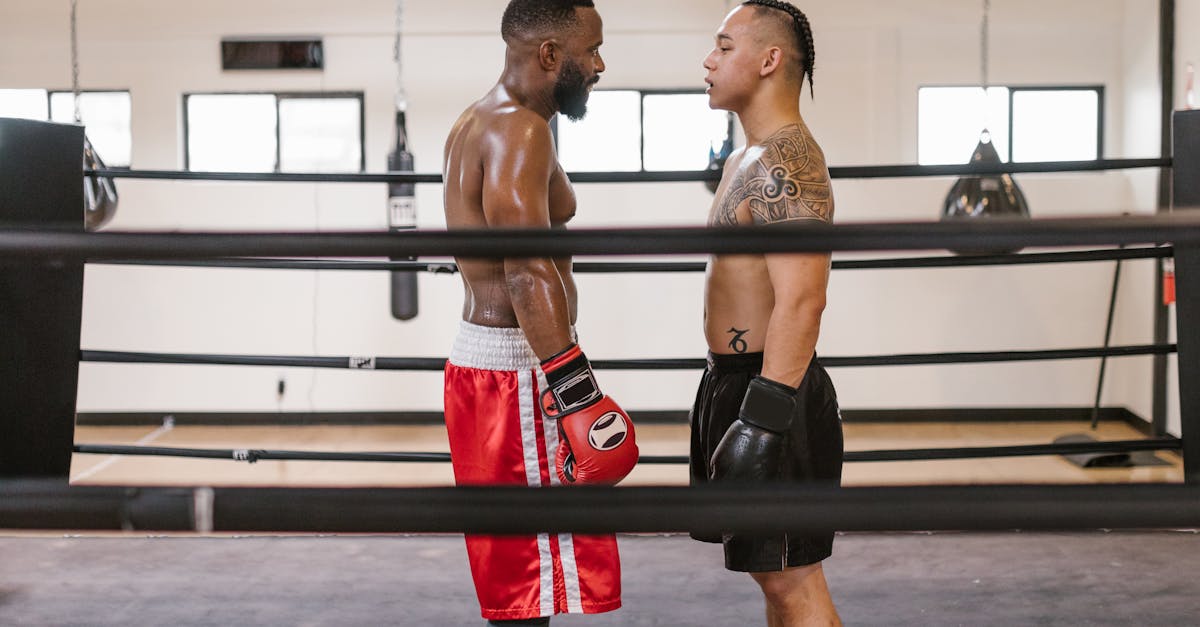 Two Shirtless Men Standing Face to Face in a Boxing Ring · Free Stock Photo