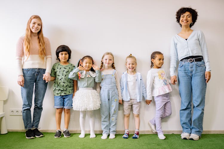 Group Picture Of Preschoolers With Their Teachers