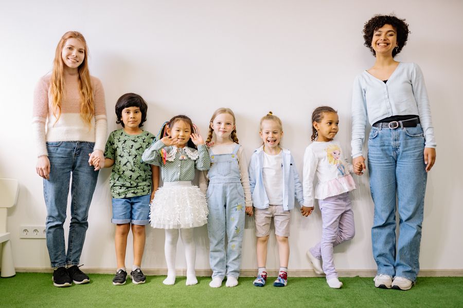 Preschoolers with their teachers