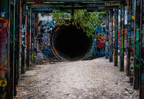 Gratis Immagine gratuita di arte di strada, graffiti, tunnel Foto a disposizione