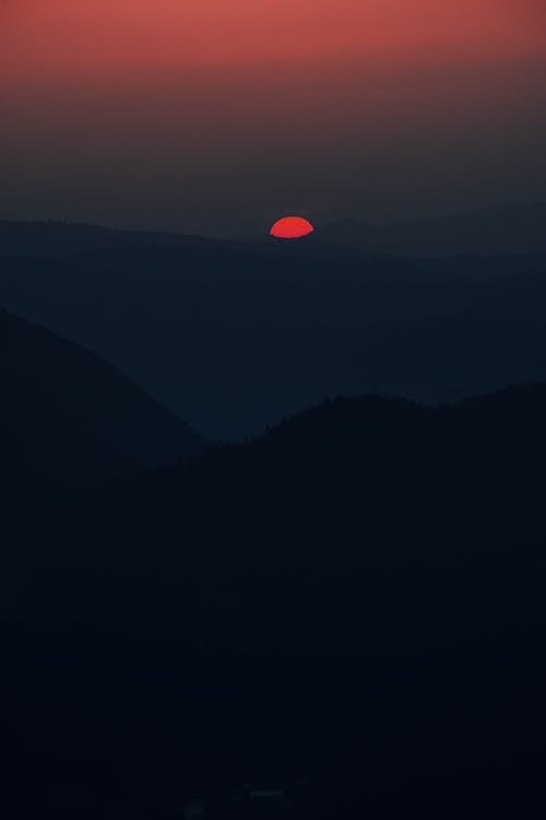 Silhouette of Hills at Sunset