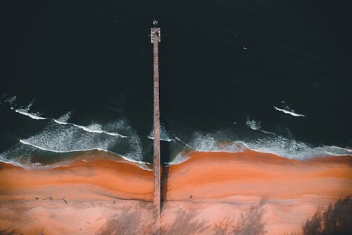 Aerial View of a Boardwalk on the Beach