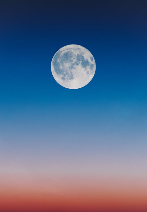 Free Full Moon on a Blue Sky  Stock Photo