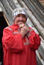 Woman in Red Traditional Clothes