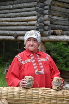 Elderly Woman Wearing a Headscarf 