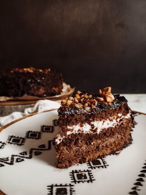 Slice of Chocolate Cake on a Plate