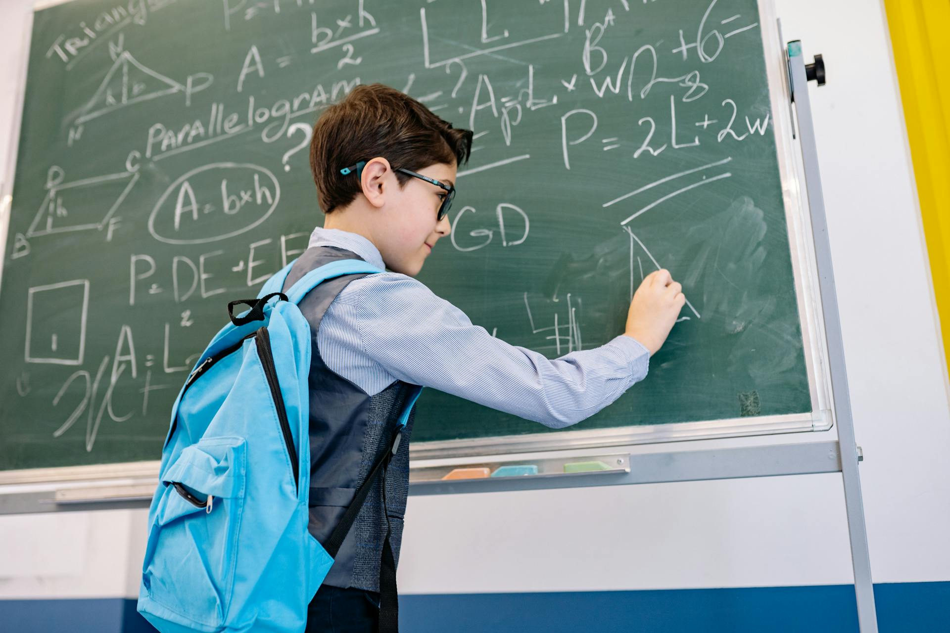 Smart Boy Solving a Math Problem